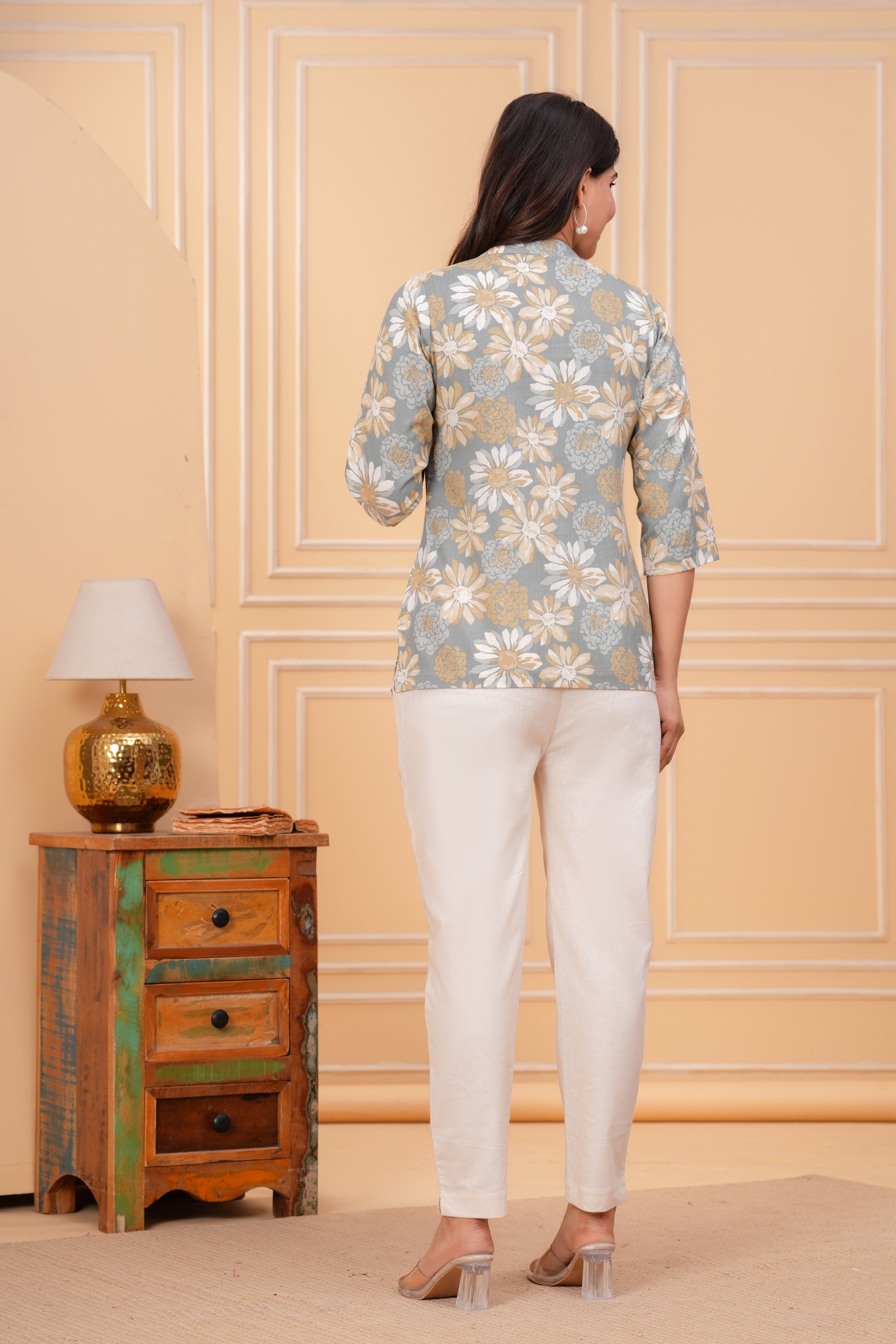 Printed Linen Short Kurti